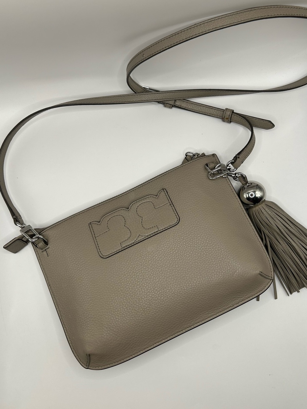 Tory Burch  Pebbled Leather Crossbody with Tassel Charm